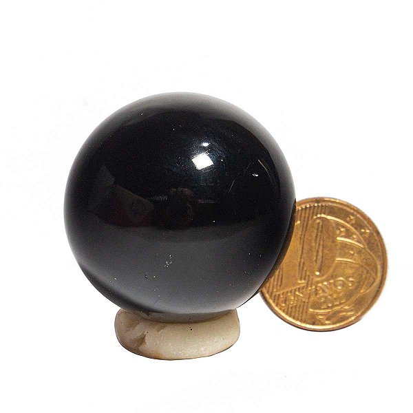 01 Esfera Obsidiana Negra Natural 4 a 5 cm 90 a 150g Tipo A