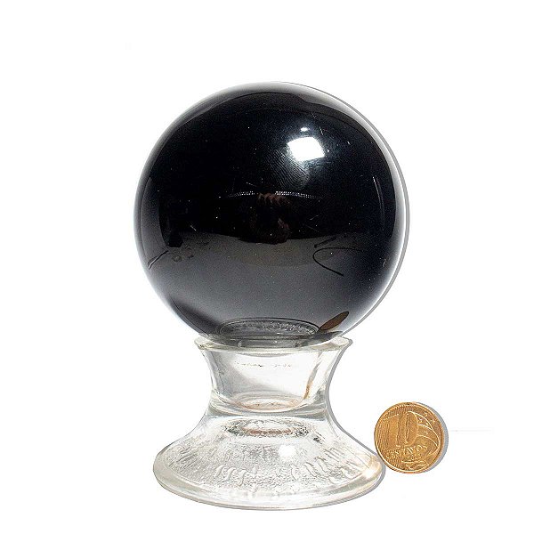 01 Esfera Obsidiana Negra Natural 7 a 8 cm 480 a 600g Tipo A