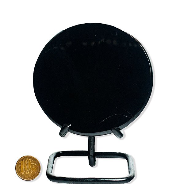 Espelho Obsidiana Negra Disco Pedra Natural 90 a 100mm Tipo B