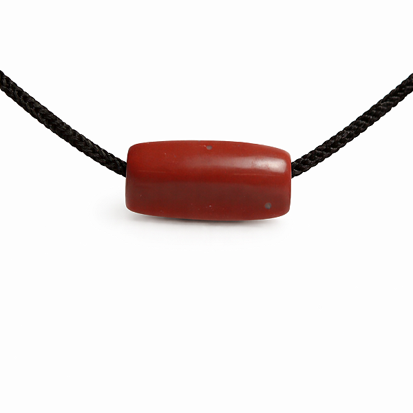 Barril Furado Longitudinal Pedra Jaspe Vermelho 30mm