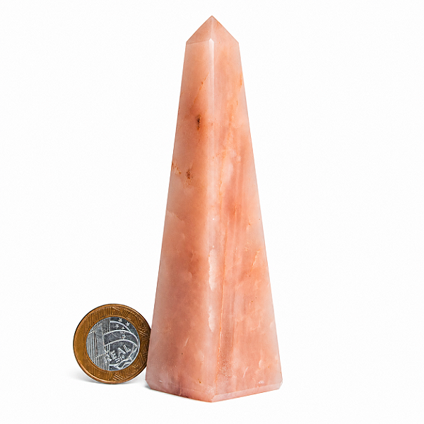 Obelisco Quartzo Goiaba Natural 12 a 14cm 200 a 300g Tipo B