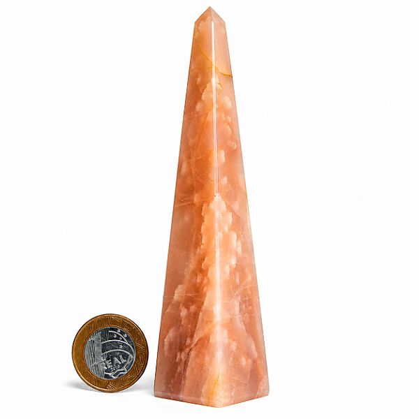 Obelisco Quartzo Goiaba Natural 14 a 16cm 300 a 400g Tipo B