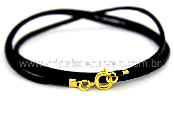 Cordão ou Colar Fio Encerado Fecho Dourado 40cm