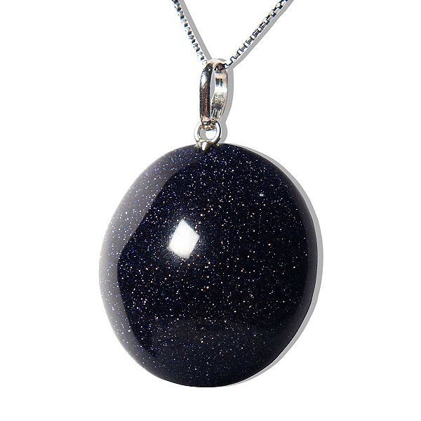 01 Pingente Nlux Cabochão Disco Estrela Pino e Presilha Prata 950