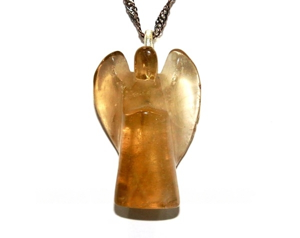 01 Pingente Nlux Anjo Citrino Pedra Natural Prata 950