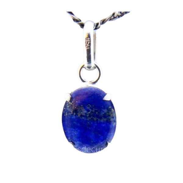 01 Pingente Nlux Cabochão Oval Lapis Lazuli Pequeno Montagem Prata 950