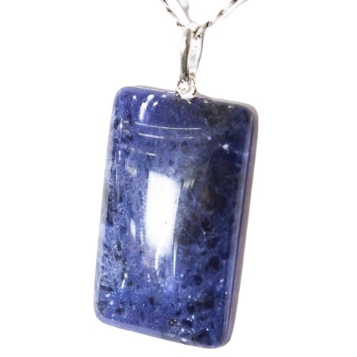 01 Pingente Nlux Retângulo Sodalita 20mm Pedra Natural Prata 950