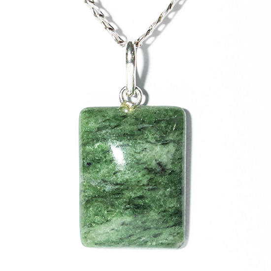 01 Pingente Nlux Retangulo Jadeita Verde Prata 950 Pino
