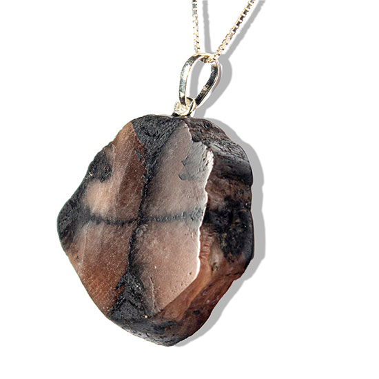 01 Pingente Nlux Chapa Pedra da Cruz ou Quiastorita 25 a 30mm Prata 950