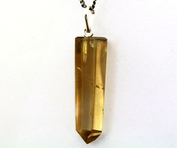 01 Pingente Nlux Pontinha Citrino Natural Presilha e Pino Prata 950