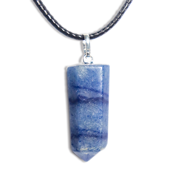 01 Pingente Nlux Pontinha Quartzo Azul Presilha Pino PRATA 950