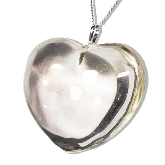 01 Pingente Nlux Pedra Coração Quartzo Cristal Pino Prata 950