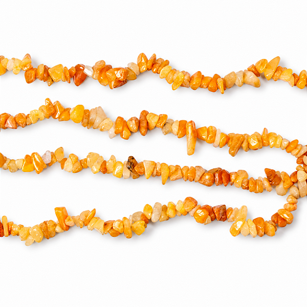 Fio Cascalho Quartzo Laranja Natural Furado 90cm Pra Pulseira
