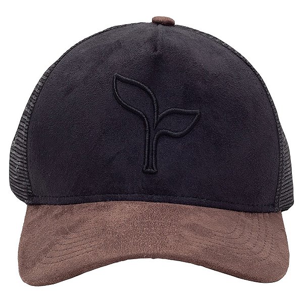 BONÉ LOGO VAZADA PRETO COM ABA MARROM