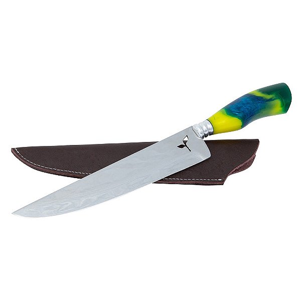 FACA ARTESANAL CABO DE RESINA - AÇO INOX 9''