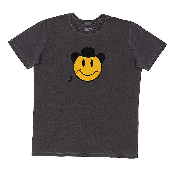 CAMISETA SMILE - ESTONADA - CHUMBO