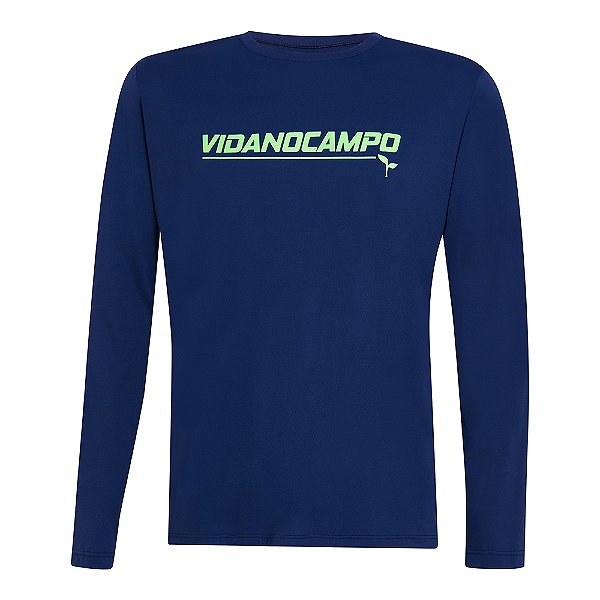 CAMISA TERMICA MASCULINA UV50+ | AZUL MARINHO COM VERDE