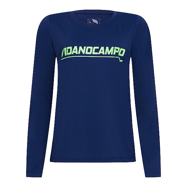 CAMISA TERMICA FEMININA UV50+ | AZUL MARINHO COM VERDE