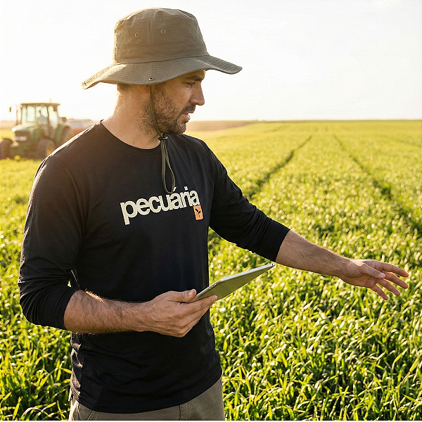 CAMISA TERMICA MASCULINA UV50+ | PECUÁRIA - PRETA