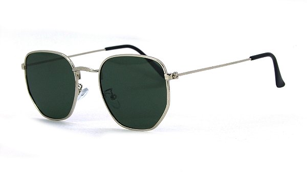 Óculos de Sol Unissex Hexagonal Prata