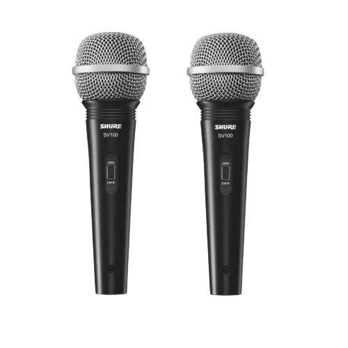 Kit 2 Microfone De Mão Com Fio Preto SV100 - SHURE