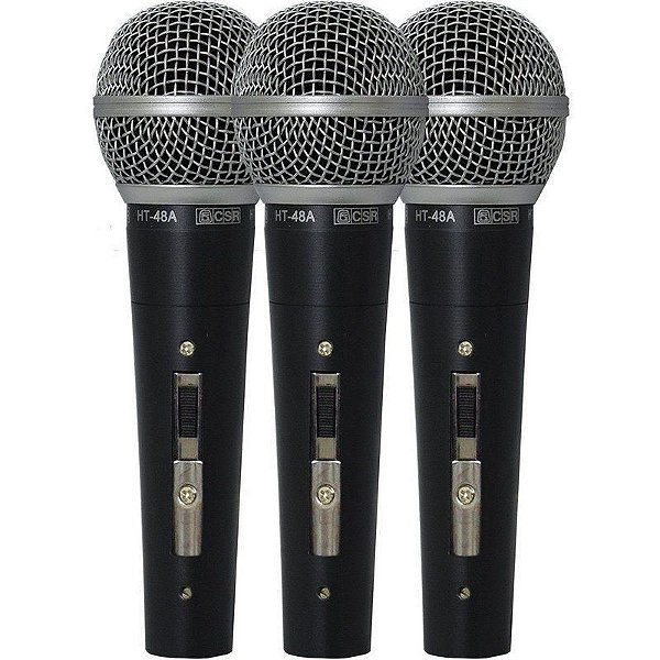 kit 3 Microfones Com Fio De Mão Dinâmico 48-3 - CSR