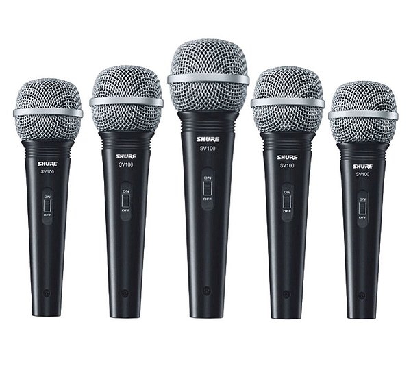 5 Microfone De Mão Multifuncional C/ Fio Preto SV100 - SHURE