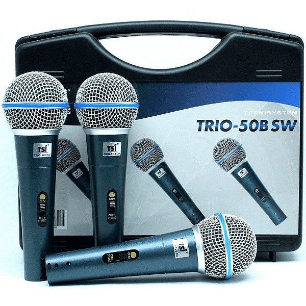Kit Com 3 Microfone Com Fio TSI TRIO-50B SW Dinâmico - TSI