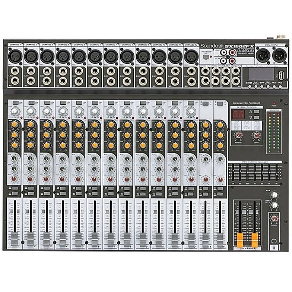 Mesa de Som Analógica 16 canais SX1602FX USB - SOUNDCRAFT