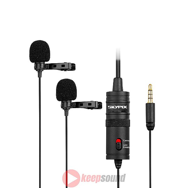 Microfone Duplo de Lapela Para Celular SK-M1DM - SKYPIX
