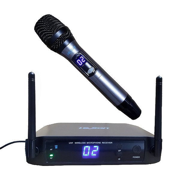 Microfone Profissional de Mão Sem Fio Multifrequência LS906 - LESON
