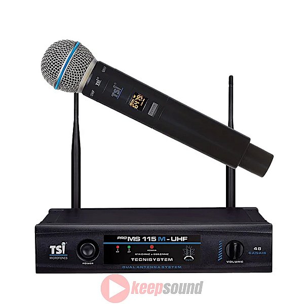 Microfone Profissional de Mão Sem Fio PRO-MS-115-M-UHF - TSI
