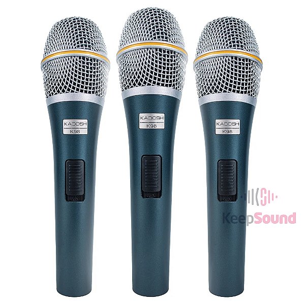 Kit 3 Microfones Profissionais Dinâmicos KIT K98 - KADOSH