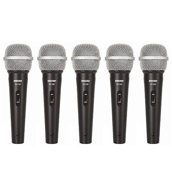 Kit 5 Microfones Profissionais Dinâmico Sv 100 - Shure