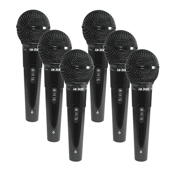 Kit 6 Microfone De Mão Dinâmico Cardioide Mc-200 Leson
