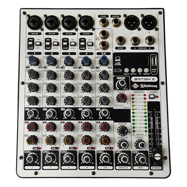 Mesa De Som 6 Canais Com Interface British 6 - Waldman