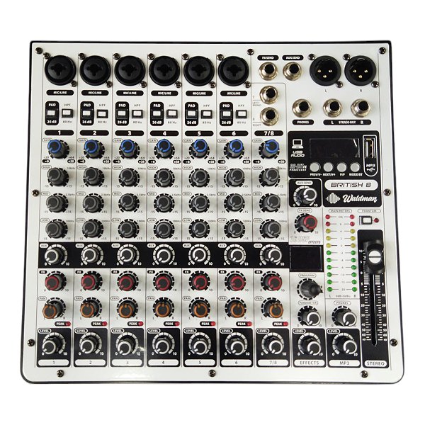 Mesa De Som 8 Canais Com Interface British 8 - Waldman