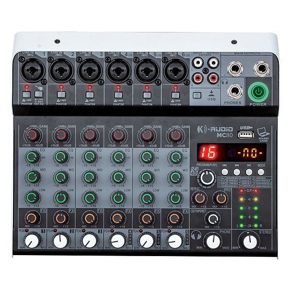 Mesa De Som 8 Canais Mc 80 - K-audio