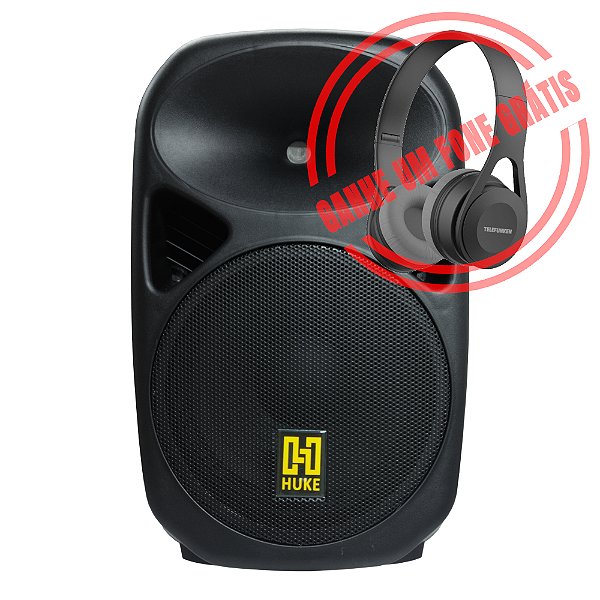 Caixa Ativa 250W 12 polegadas PQ-12AU - HUKE + Fone de Ouvido TF - H300