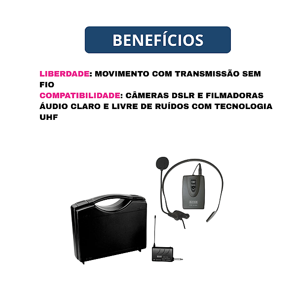 Microfone Sem Fio Headset Para Câmeras 2010A - CSR