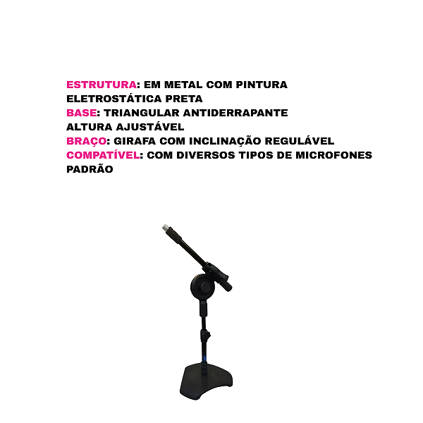 PEDESTAL DE MESA GIRAFA COM BASE TRIANGULAR MPS2GBKPRO VISÃO