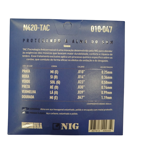 Enc. Violao Aco/prateada-.10 /.47 - 6 Cordas - Tac
