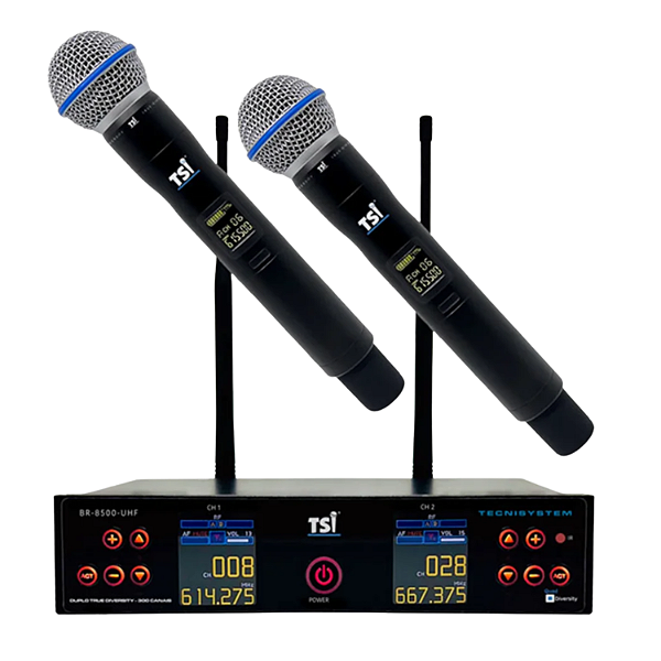 Microfone Sem Fio Duplo Uhf Tsi-br-8500-uhf - Tsi