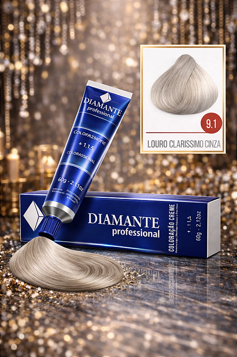 Coloração Diamante 9.1 - Louro Claríssimo Cinza