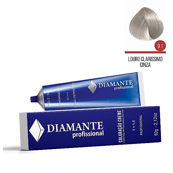 Coloração Diamante 9.1 - Louro Claríssimo Cinza