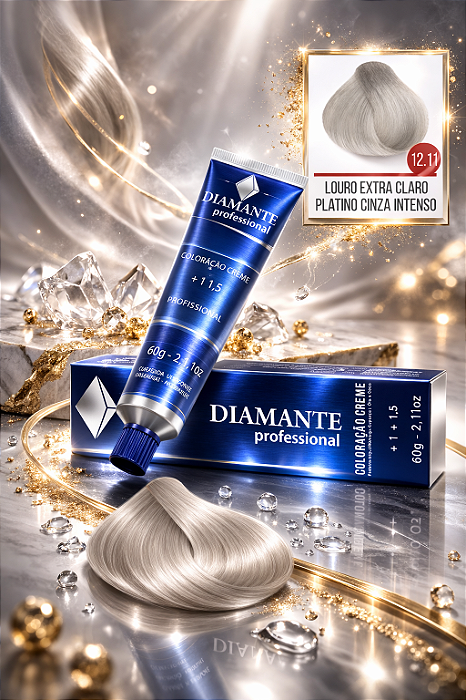 Coloração Diamante 12.11 - Louro Extra Claro Platinado Intenso