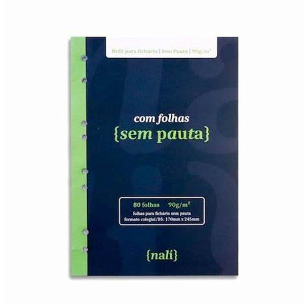 Bloco P/ Fichario Branco Colegial/B5 Sem Pauta Nalí