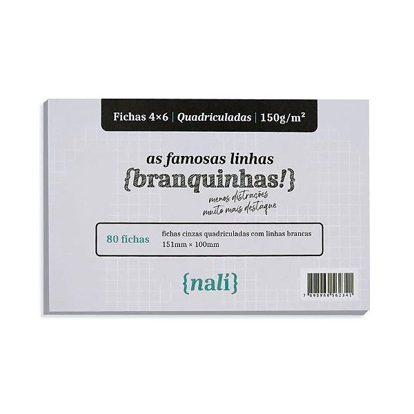 FICHAS LINHAS BRANCAS 4X6 150G/M² QUADRICULADA