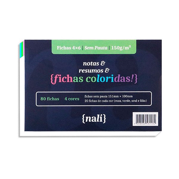 Fichas Coloridas 4 X 6 150g/m2 Sem Pauta