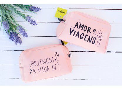 Necessaire Estojo Preencher a Vida / Amor e Viagens Papelote